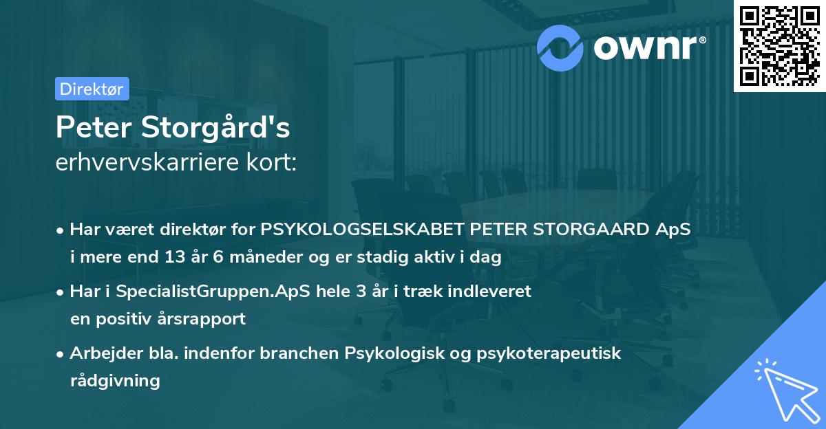 Peter Storgård's erhvervskarriere kort