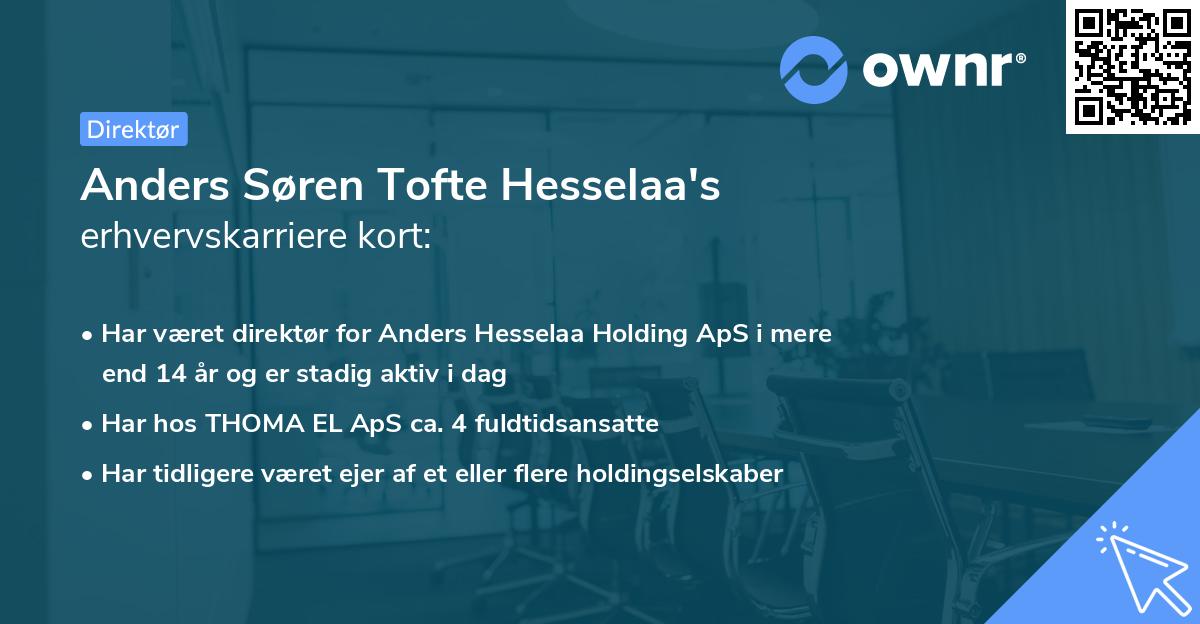 Anders Søren Tofte Hesselaa's erhvervskarriere kort