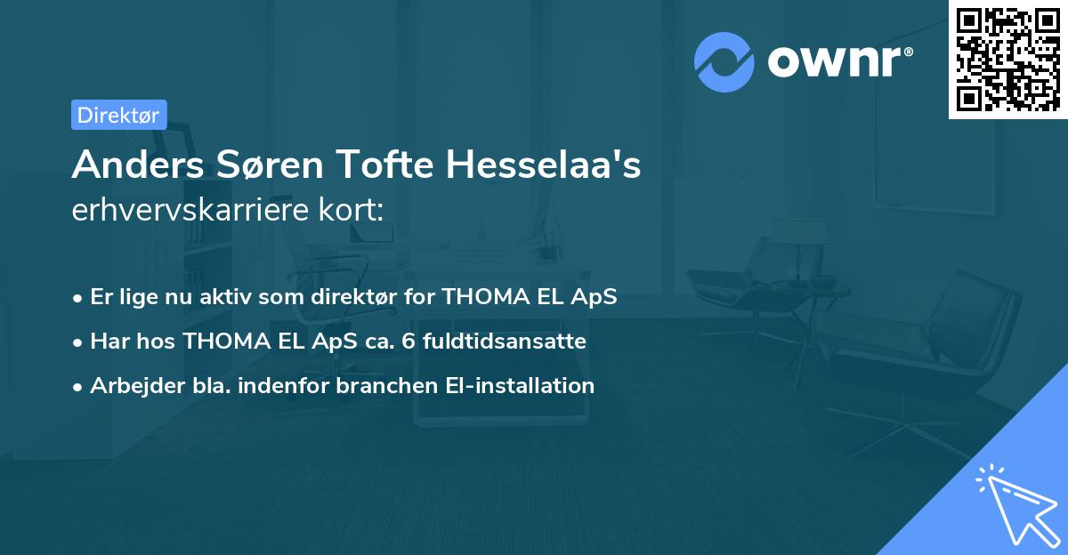 Anders Søren Tofte Hesselaa's erhvervskarriere kort
