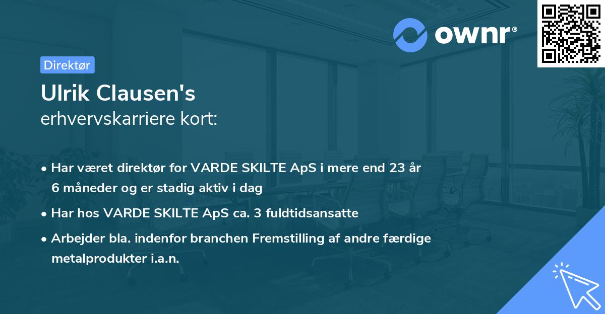 Ulrik Clausen's erhvervskarriere kort