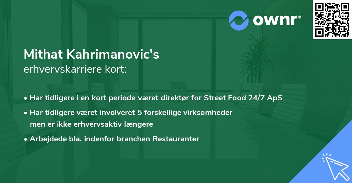Mithat Kahrimanovic's erhvervskarriere kort