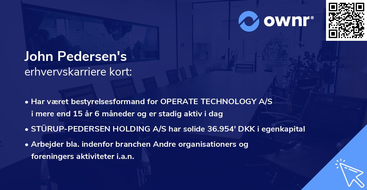John Pedersen's erhvervskarriere kort