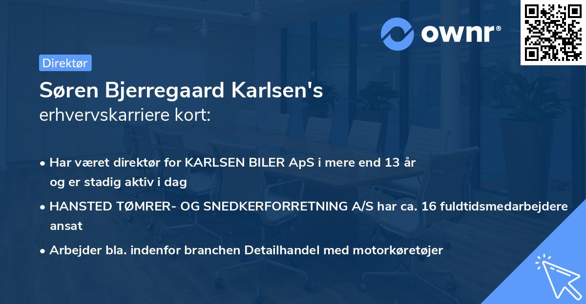 Søren Bjerregaard Karlsen's erhvervskarriere kort