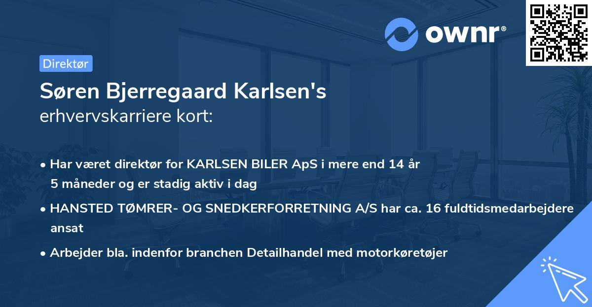 Søren Bjerregaard Karlsen's erhvervskarriere kort