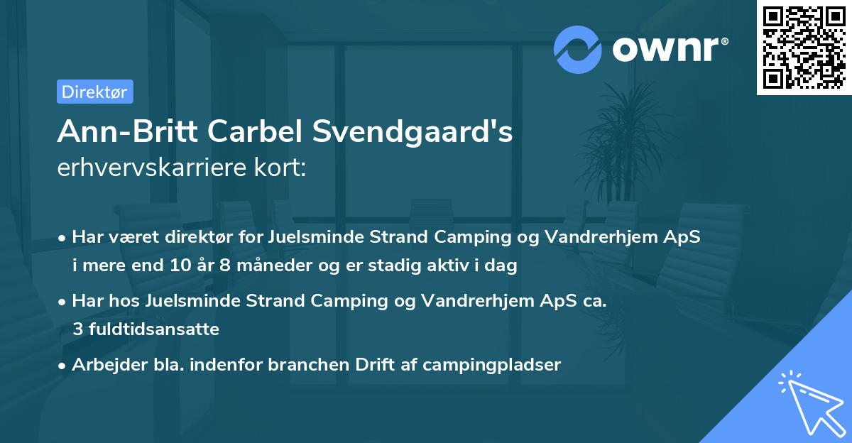 Ann-Britt Carbel Svendgaard's erhvervskarriere kort