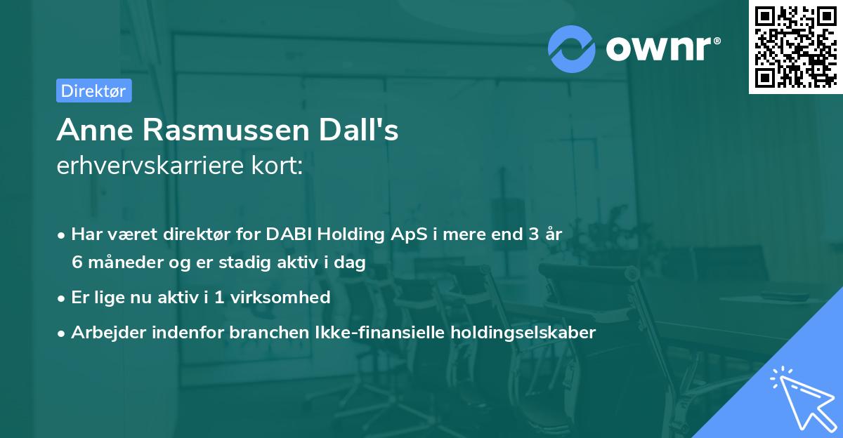 Anne Rasmussen Dall's erhvervskarriere kort