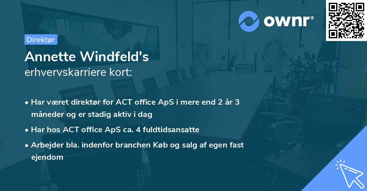 Annette Windfeld's erhvervskarriere kort