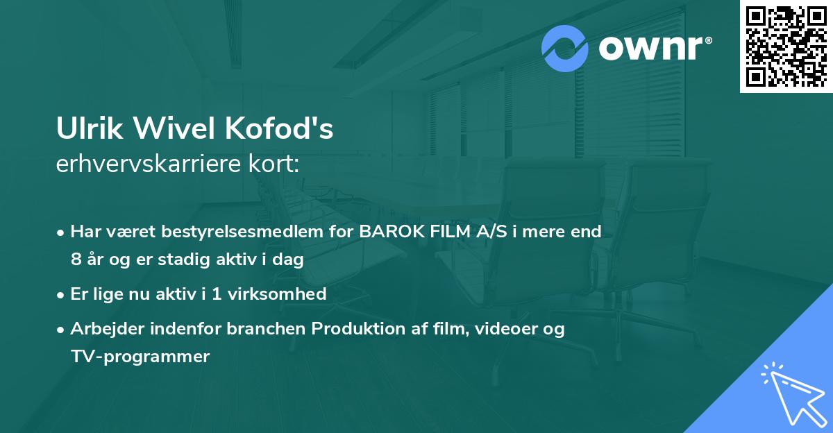Ulrik Wivel Kofod's erhvervskarriere kort