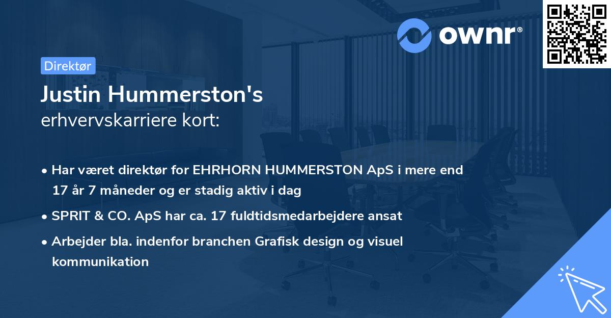 Justin Hummerston's erhvervskarriere kort