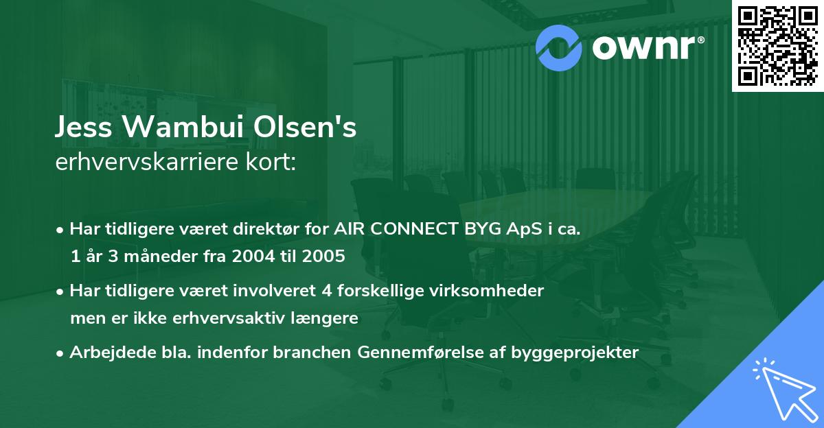 Jess Wambui Olsen's erhvervskarriere kort