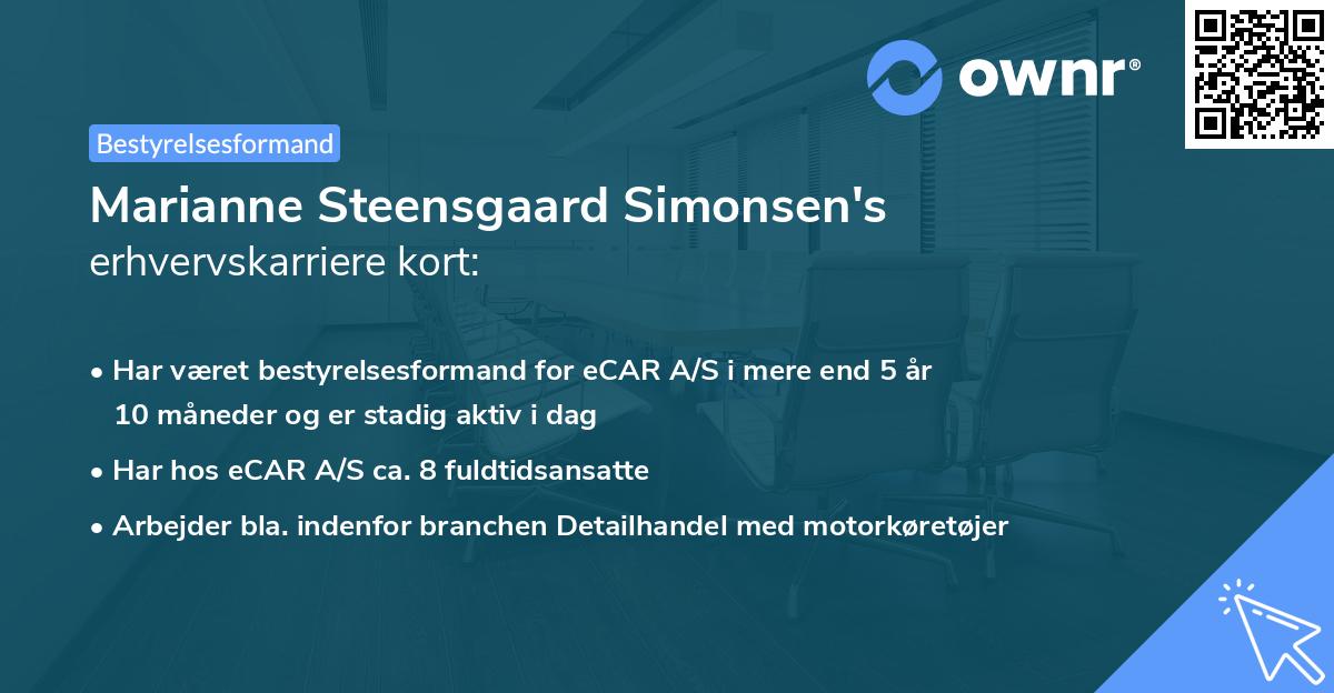 Marianne Steensgaard Simonsen's erhvervskarriere kort