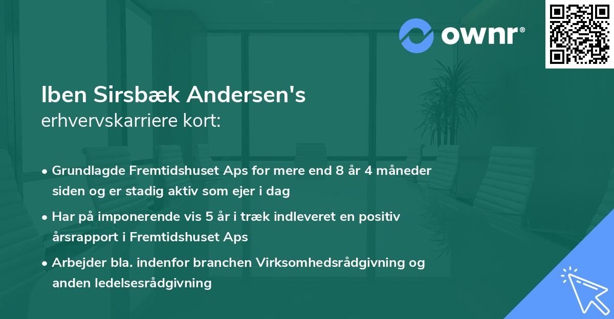Iben Sirsbæk Andersen's erhvervskarriere kort