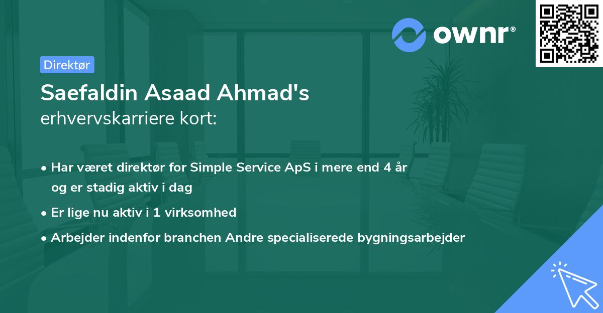 Saefaldin Asaad Ahmad's erhvervskarriere kort