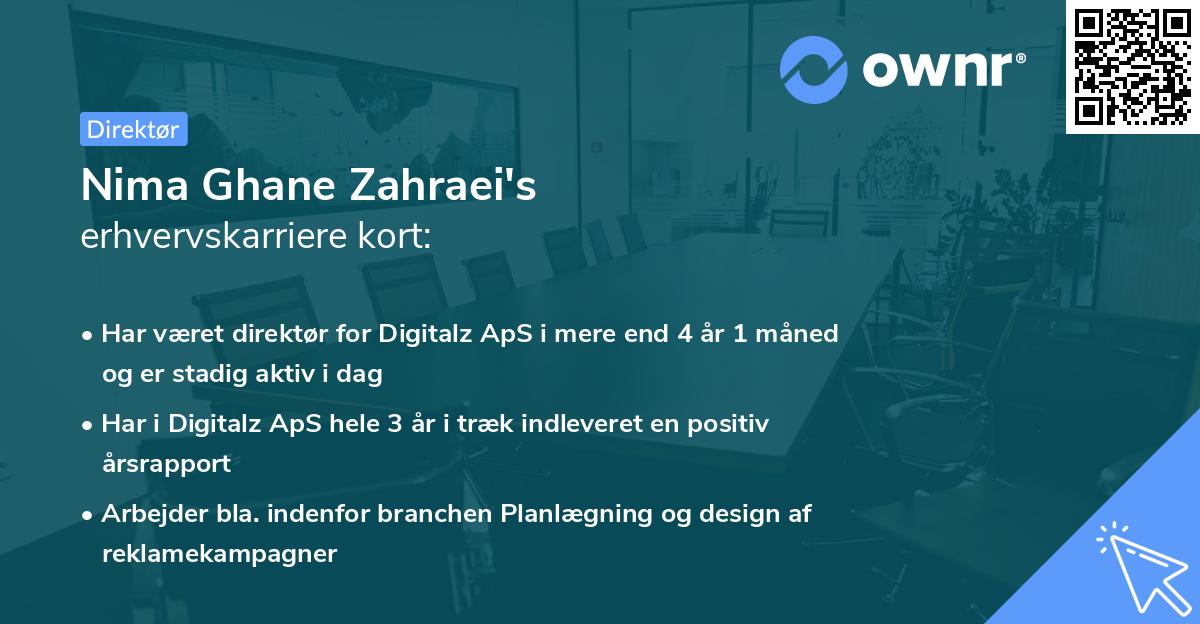Nima Ghane Zahraei's erhvervskarriere kort