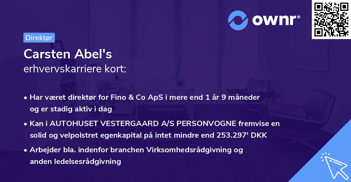 Carsten Abel's erhvervskarriere kort