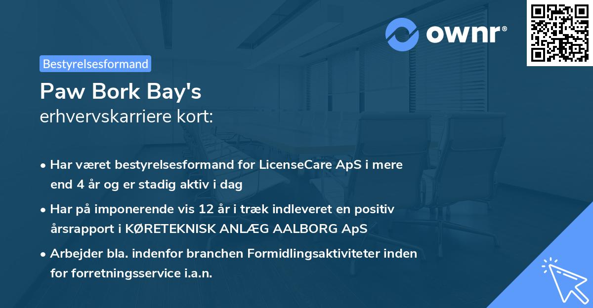 Paw Bork Bay's erhvervskarriere kort
