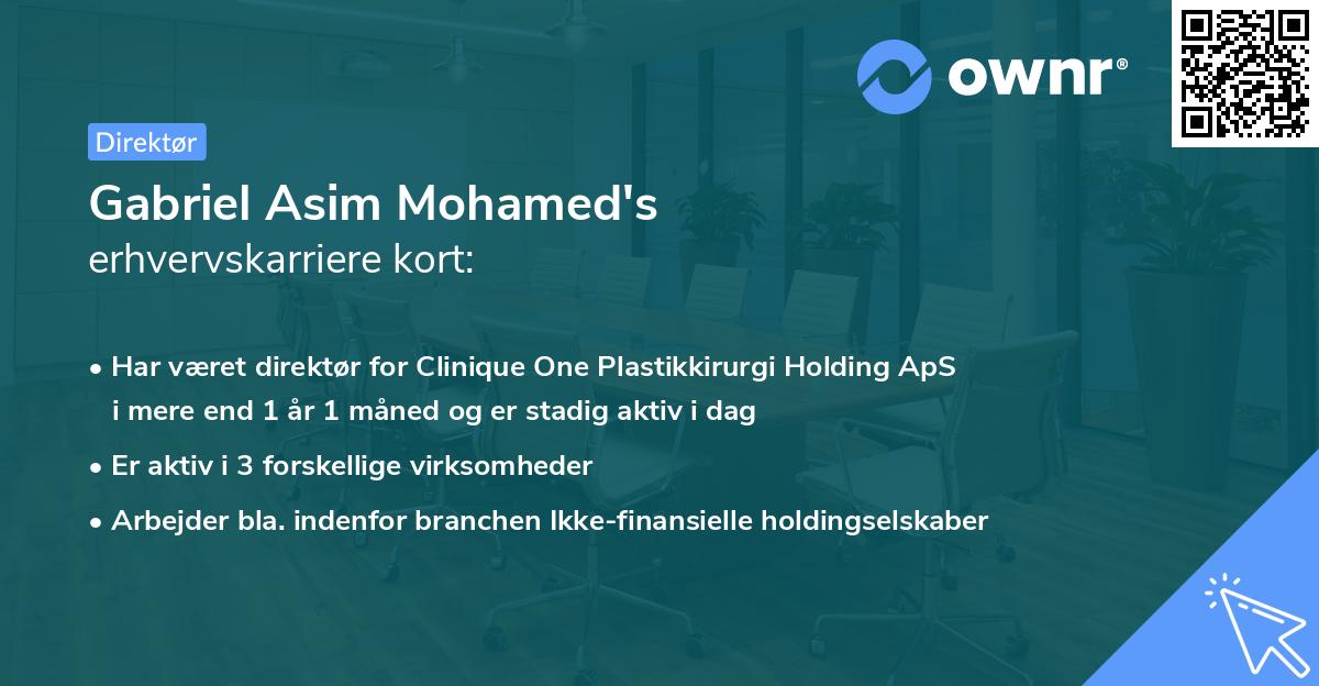 Gabriel Asim Mohamed's erhvervskarriere kort