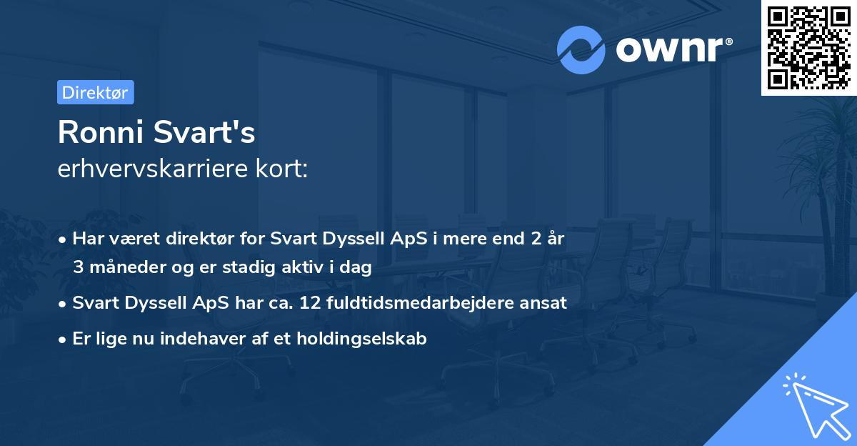 Ronni Svart's erhvervskarriere kort