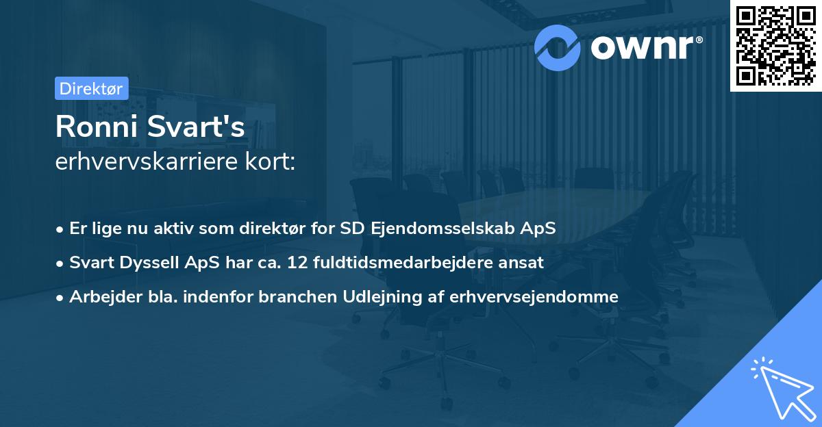 Ronni Svart's erhvervskarriere kort