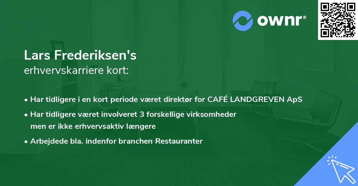 Lars Frederiksen's erhvervskarriere kort