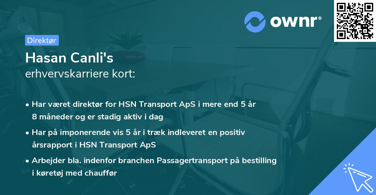 Hasan Canli's erhvervskarriere kort