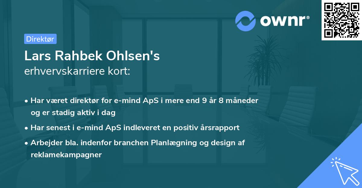 Lars Rahbek Ohlsen's erhvervskarriere kort