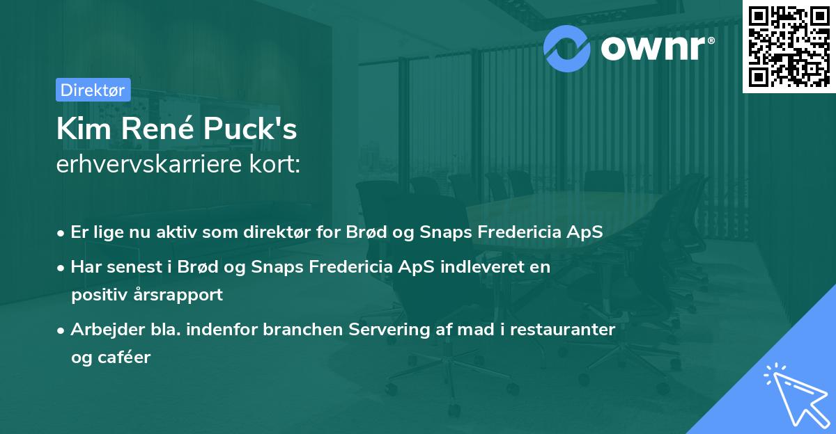 Kim René Puck's erhvervskarriere kort