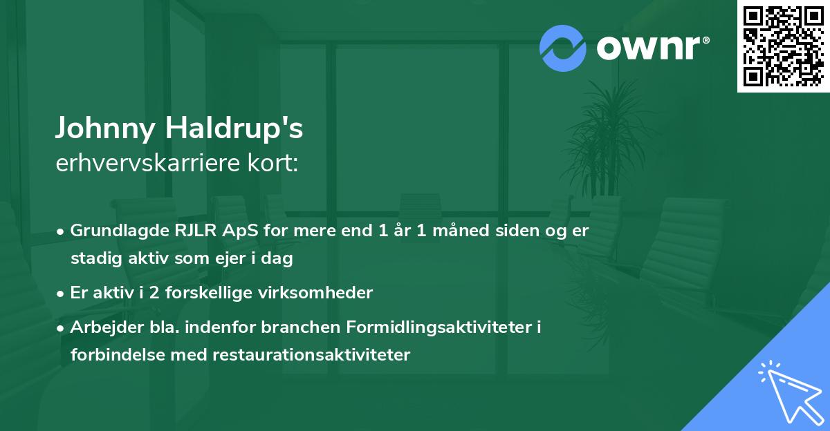 Johnny Haldrup's erhvervskarriere kort