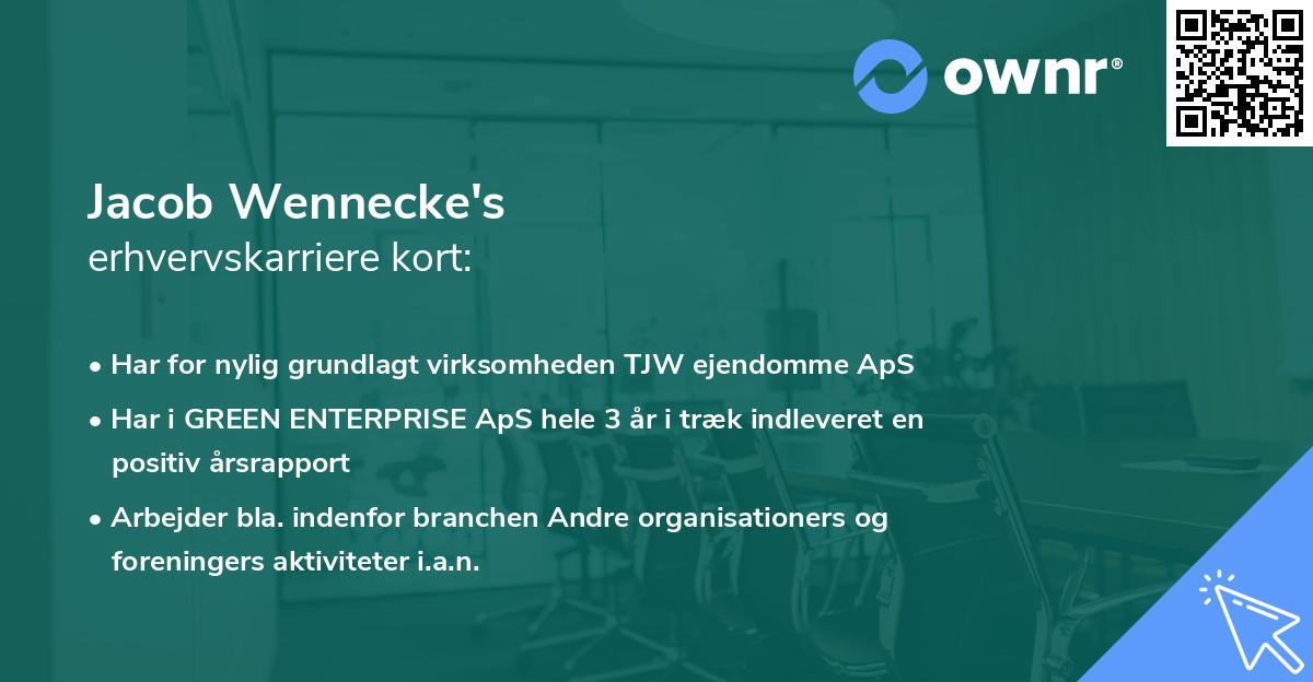 Jacob Wennecke's erhvervskarriere kort