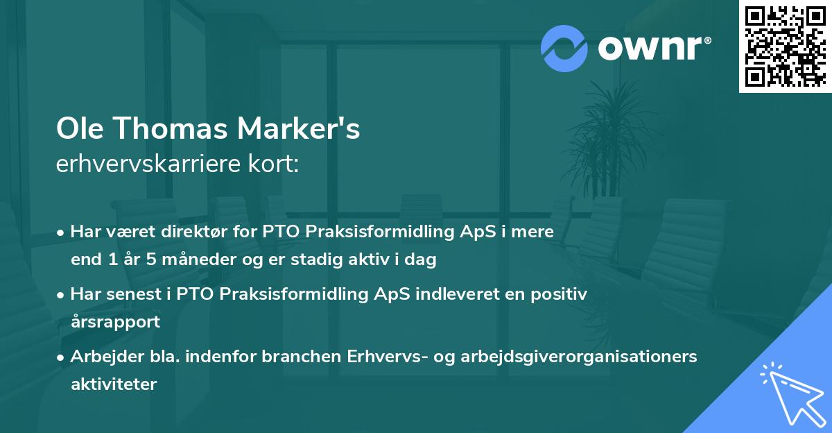 Ole Thomas Marker's erhvervskarriere kort
