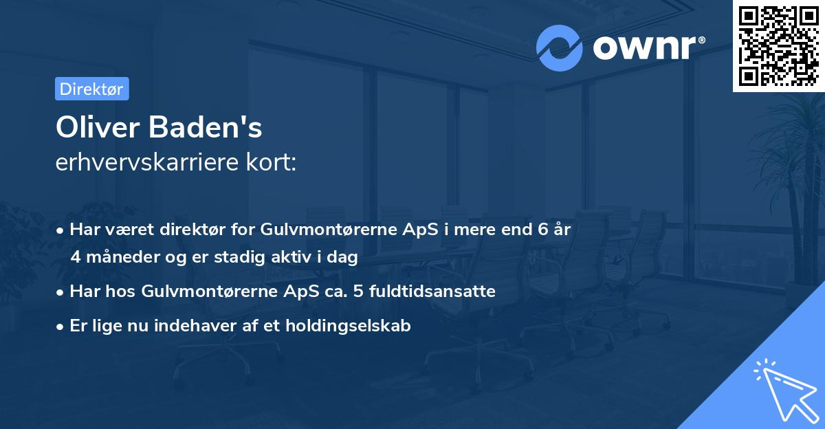 Oliver Baden's erhvervskarriere kort