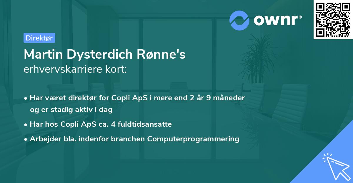 Martin Dysterdich Rønne's erhvervskarriere kort