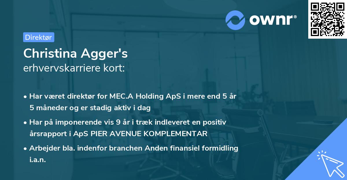 Christina Agger's erhvervskarriere kort