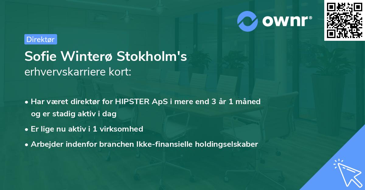 Sofie Winterø Stokholm's erhvervskarriere kort