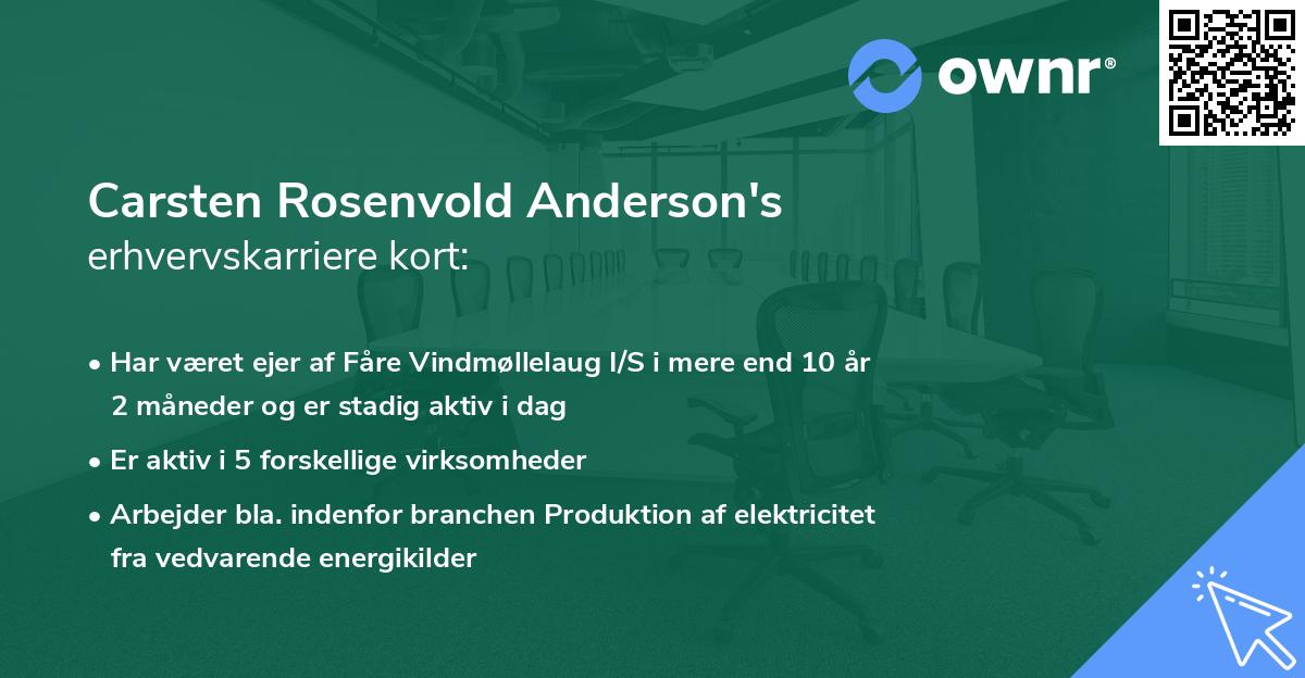 Carsten Rosenvold Anderson's erhvervskarriere kort