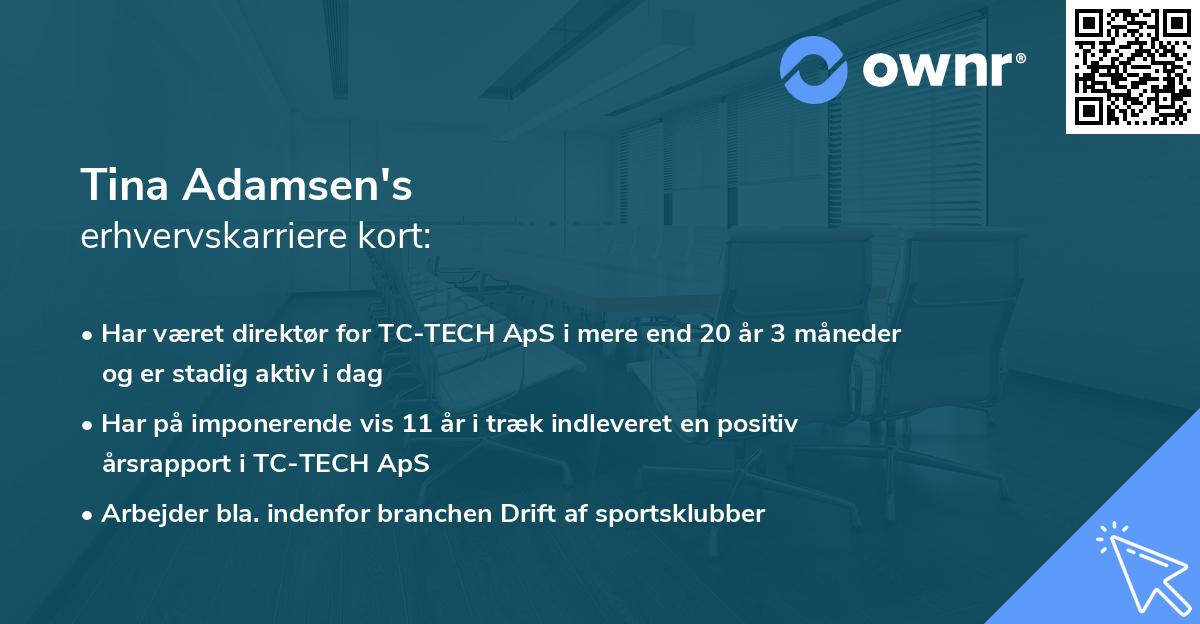 Tina Adamsen's erhvervskarriere kort
