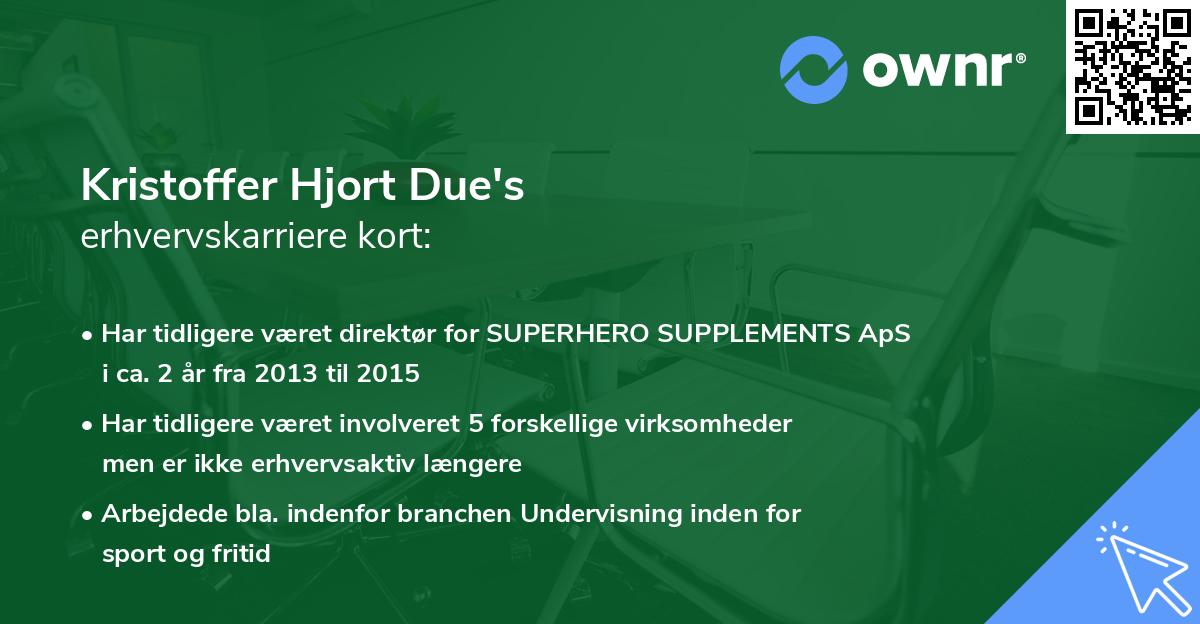 Kristoffer Hjort Due's erhvervskarriere kort