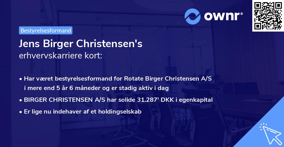 Jens Birger Christensen's erhvervskarriere kort