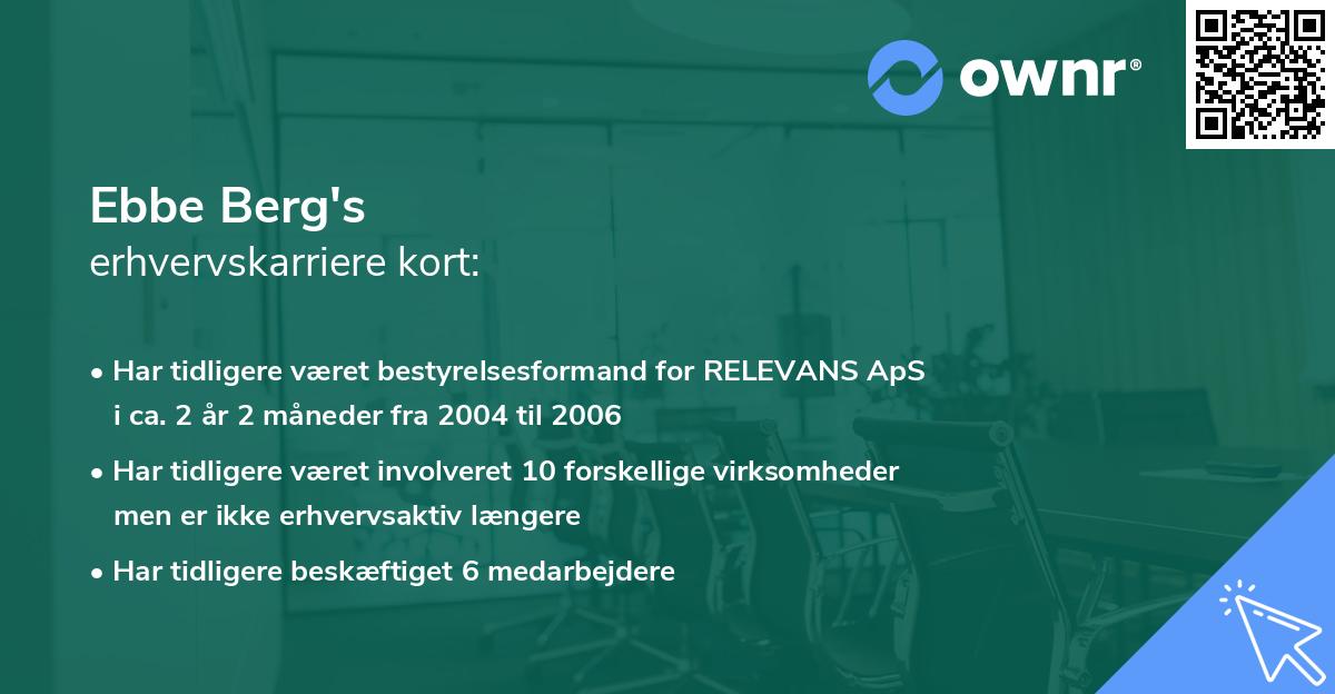 Ebbe Berg's erhvervskarriere kort