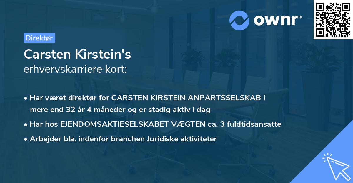 Carsten Kirstein's erhvervskarriere kort