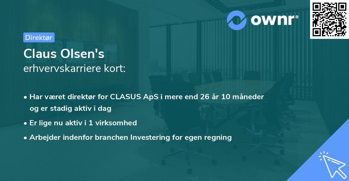 Claus Olsen's erhvervskarriere kort