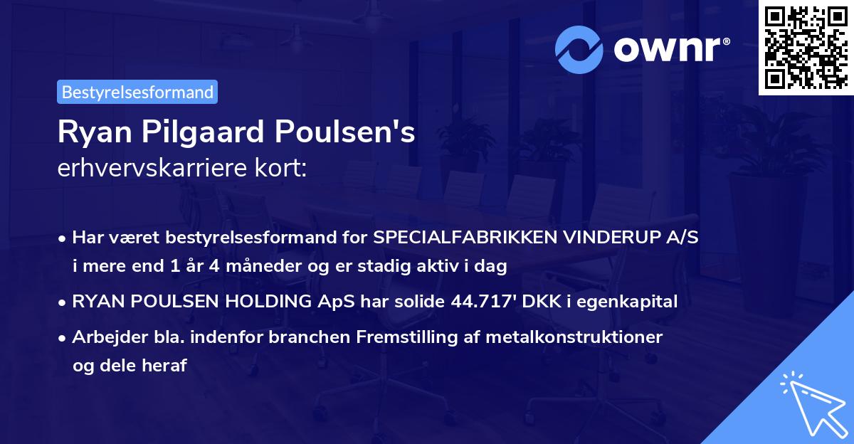 Ryan Pilgaard Poulsen's erhvervskarriere kort