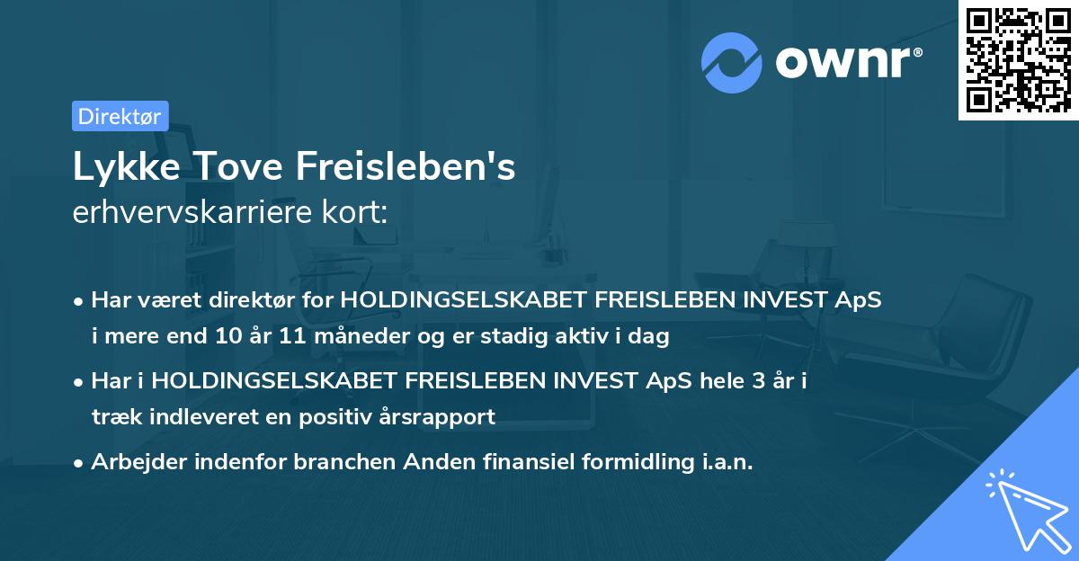 Lykke Tove Freisleben's erhvervskarriere kort