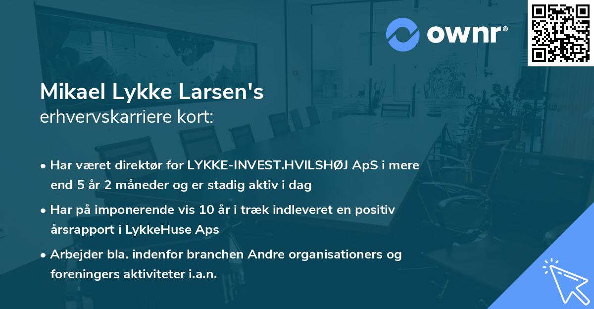 Mikael Lykke Larsen's erhvervskarriere kort