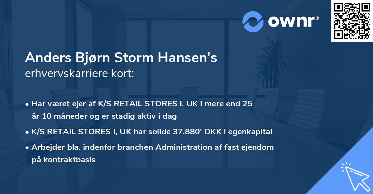 Anders Bjørn Storm Hansen's erhvervskarriere kort