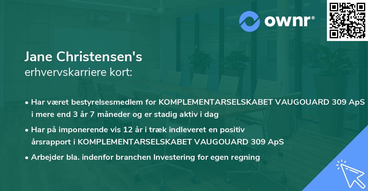 Jane Christensen's erhvervskarriere kort