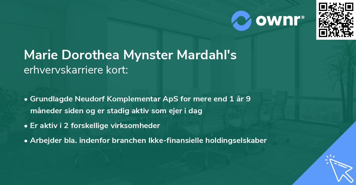 Marie Dorothea Mynster Mardahl's erhvervskarriere kort
