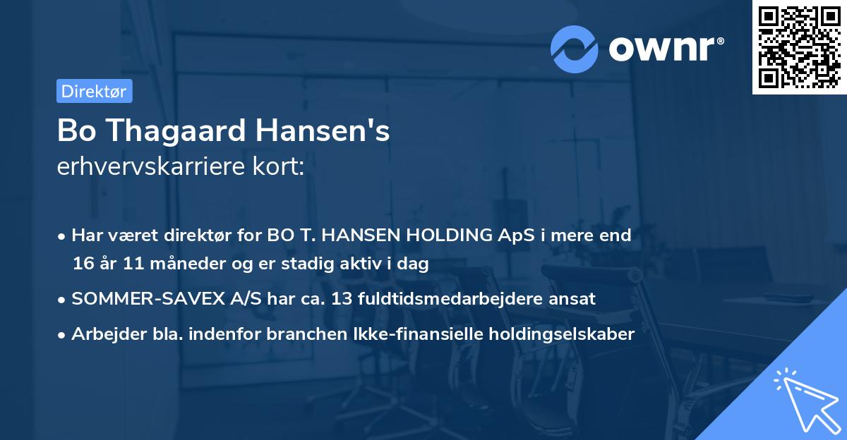 Bo Thagaard Hansen's erhvervskarriere kort