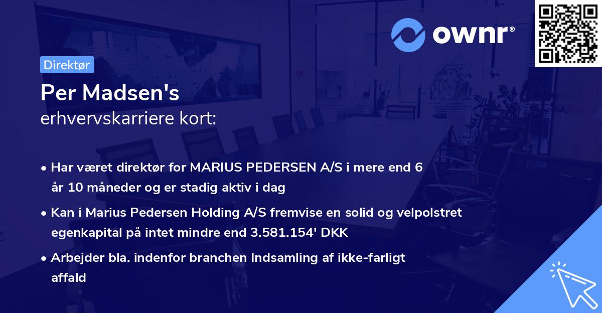 Per Madsen's erhvervskarriere kort