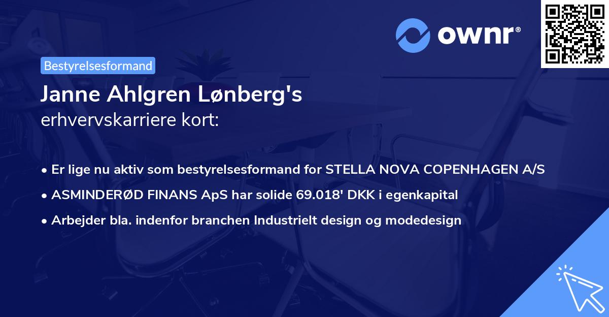 Janne Ahlgren Lønberg's erhvervskarriere kort